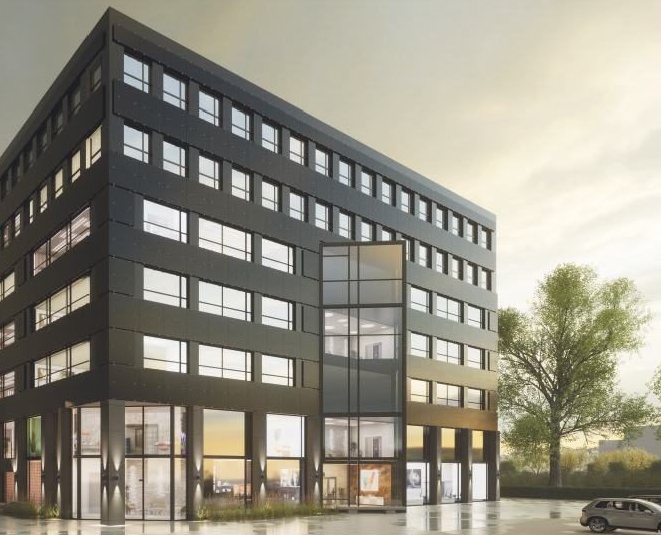 Bürogebäude mit Photovoltaik-Fassade